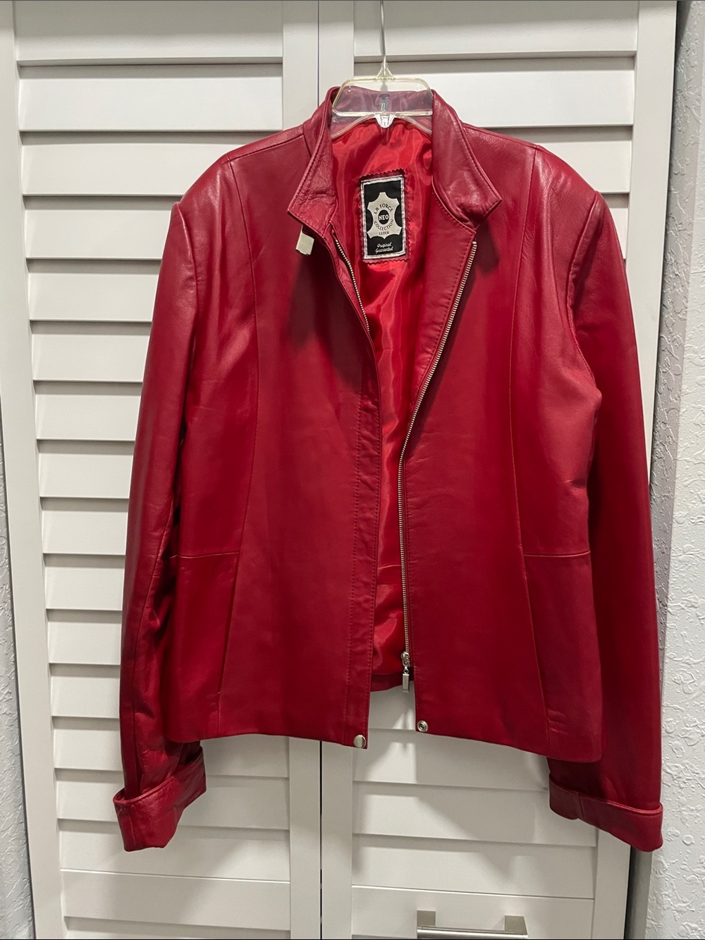 Red Leather Zip Jacket - Women's Leather Jacket